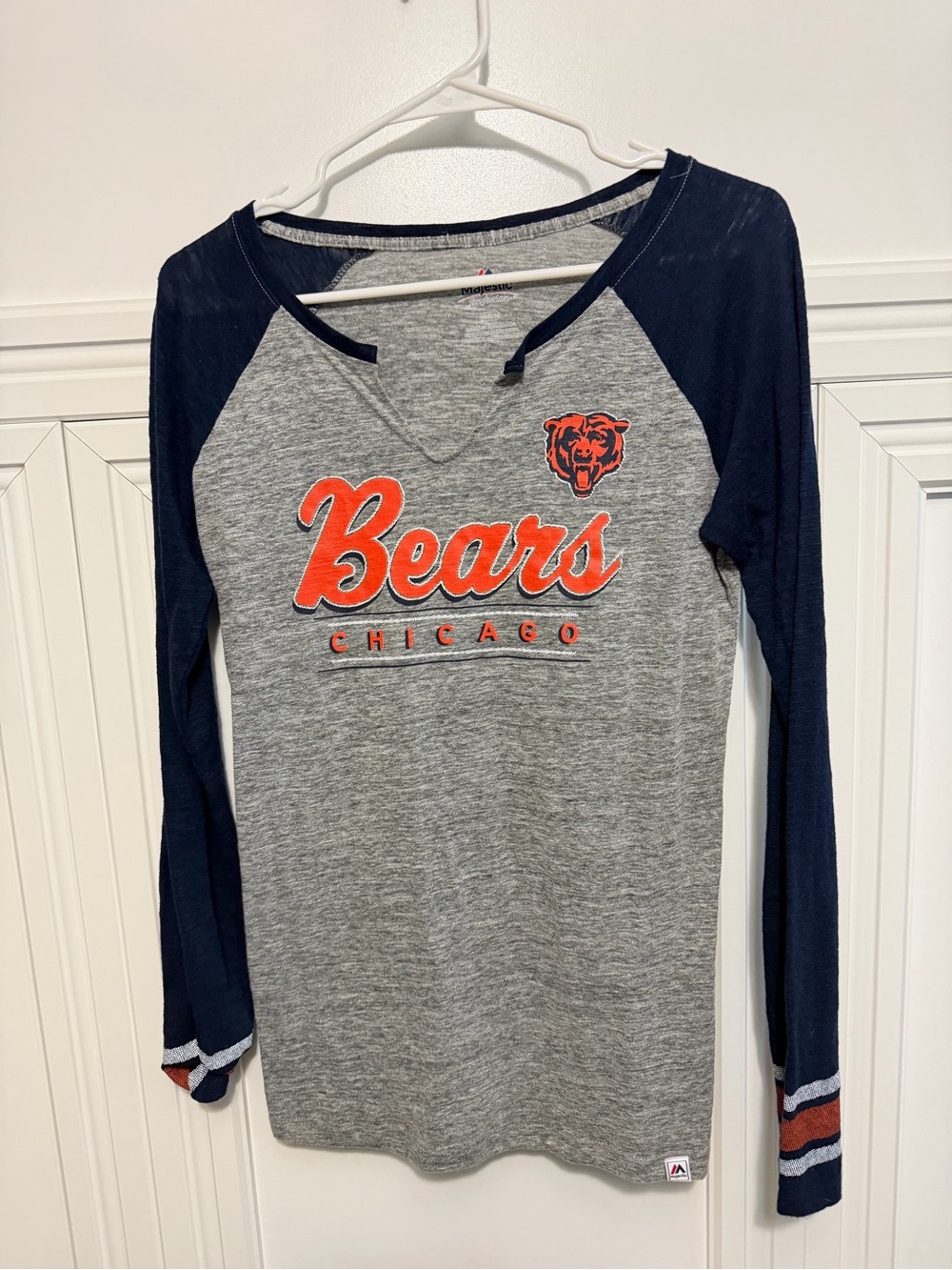 Majestic Gray Pullover with Navy and Orange Chicago Bears Logo